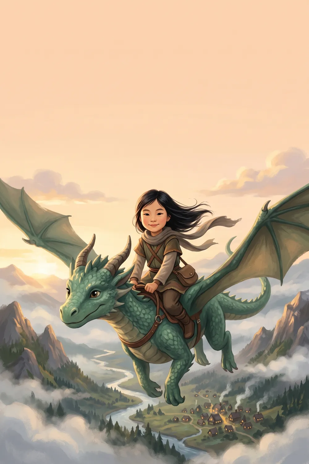 Coperta cărții „Dragonul care se temea de înălțime”, o carte personalizată pentru copii cu dragoni
